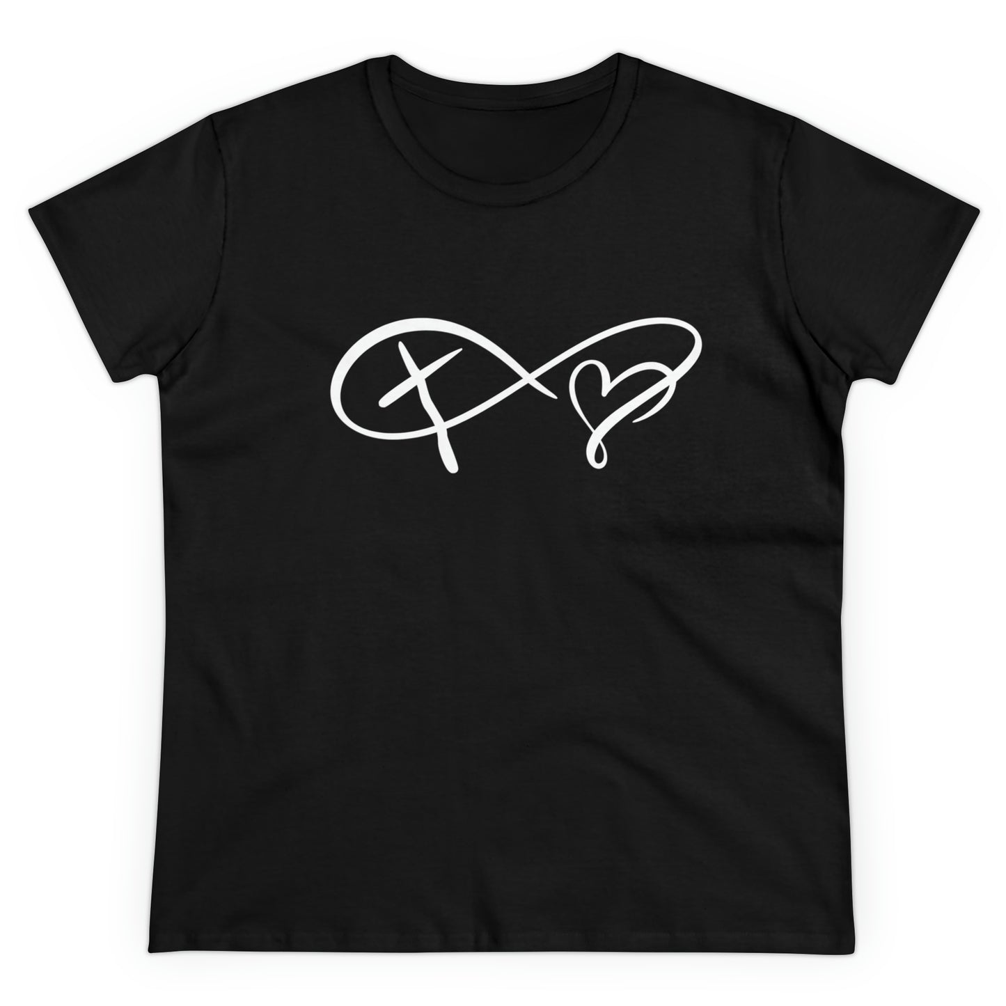 Infinity heart and cross, Women's Midweight Cotton Tee
