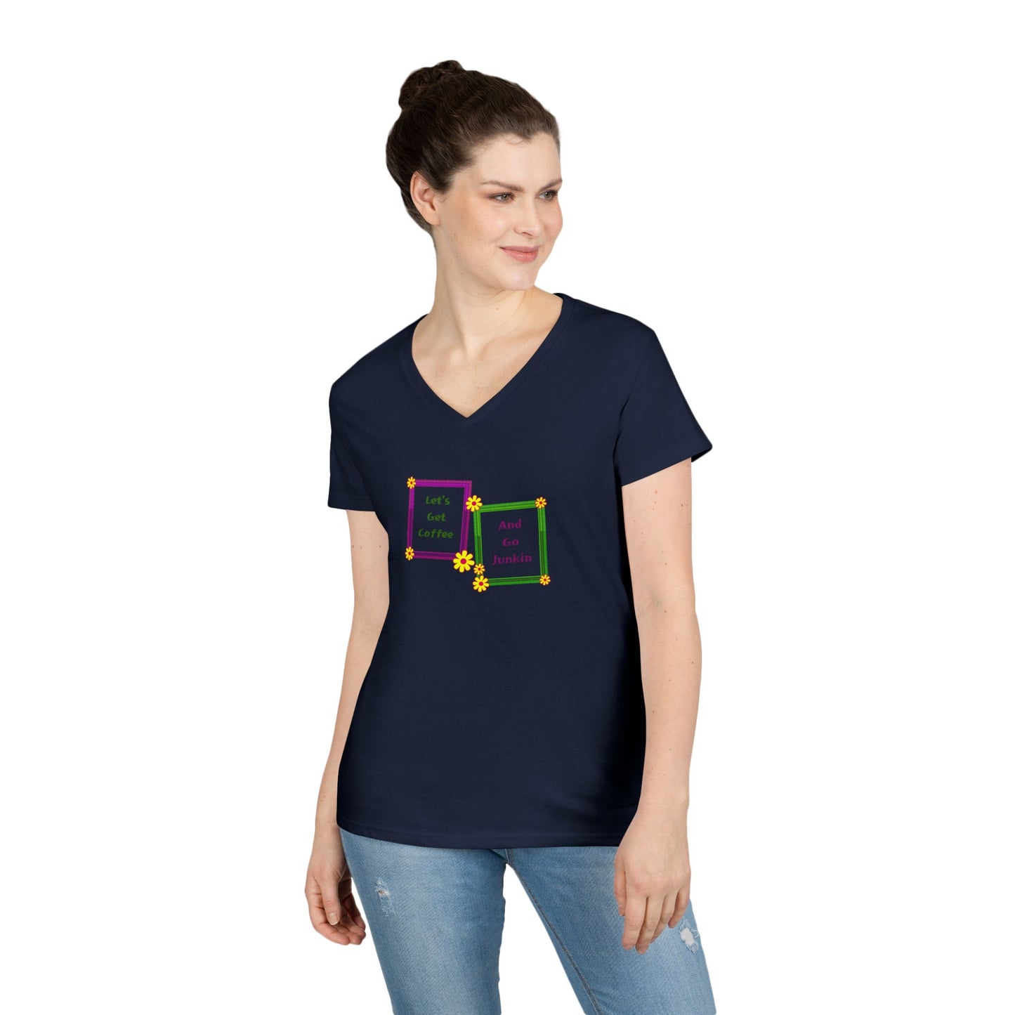 Coffee and Junkin Frames - Ladies' V-Neck T-Shirt