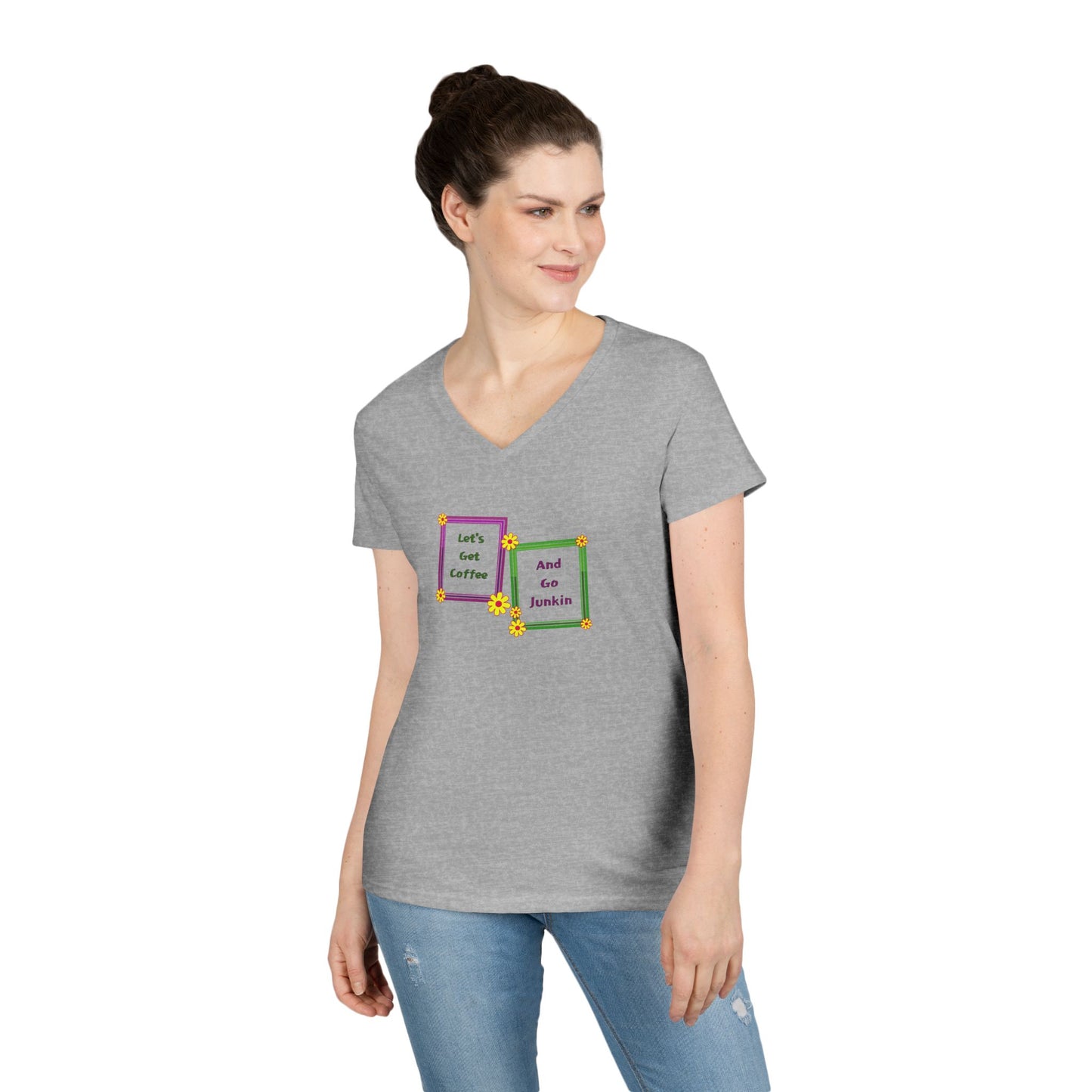 Coffee and Junkin Frames - Ladies' V-Neck T-Shirt