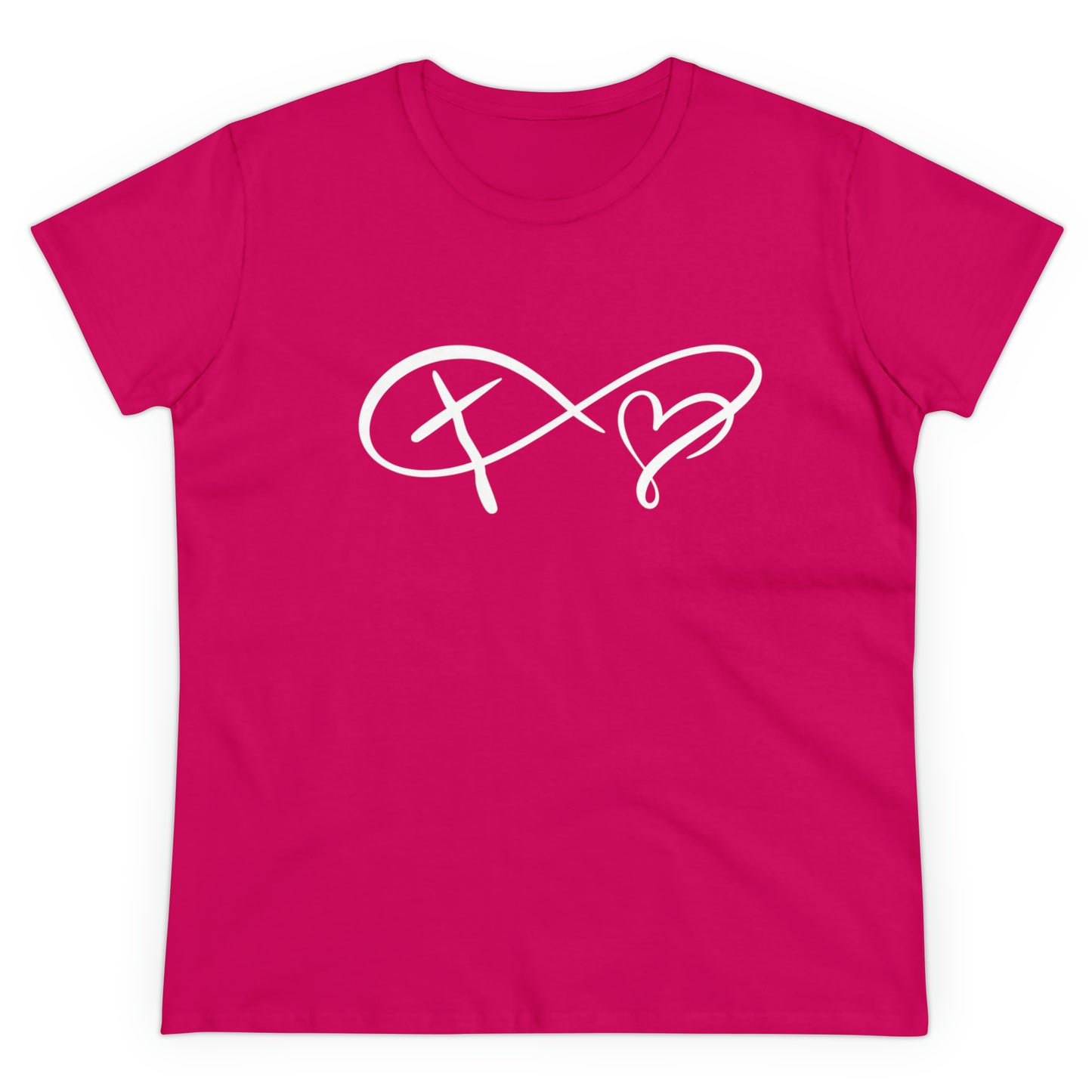 Infinity heart and cross, Women's Midweight Cotton Tee