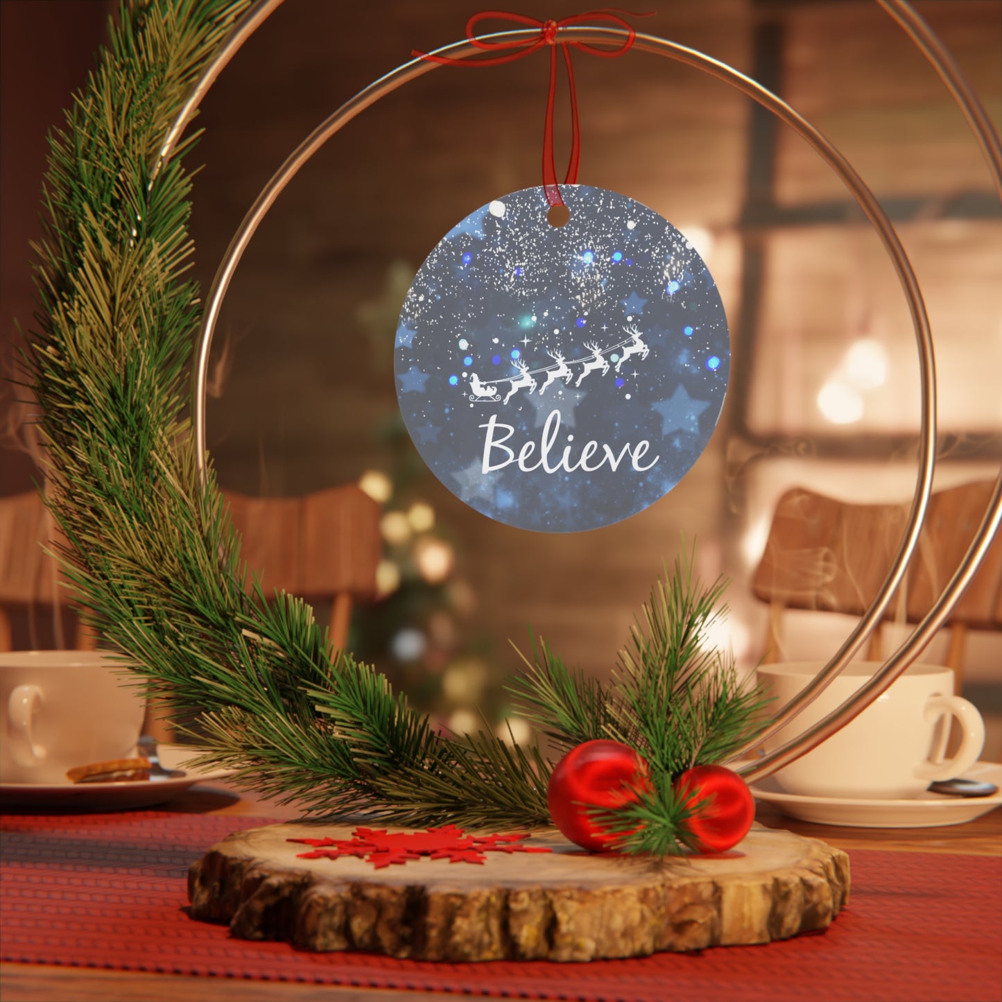 Blue Believe Metal Ornaments