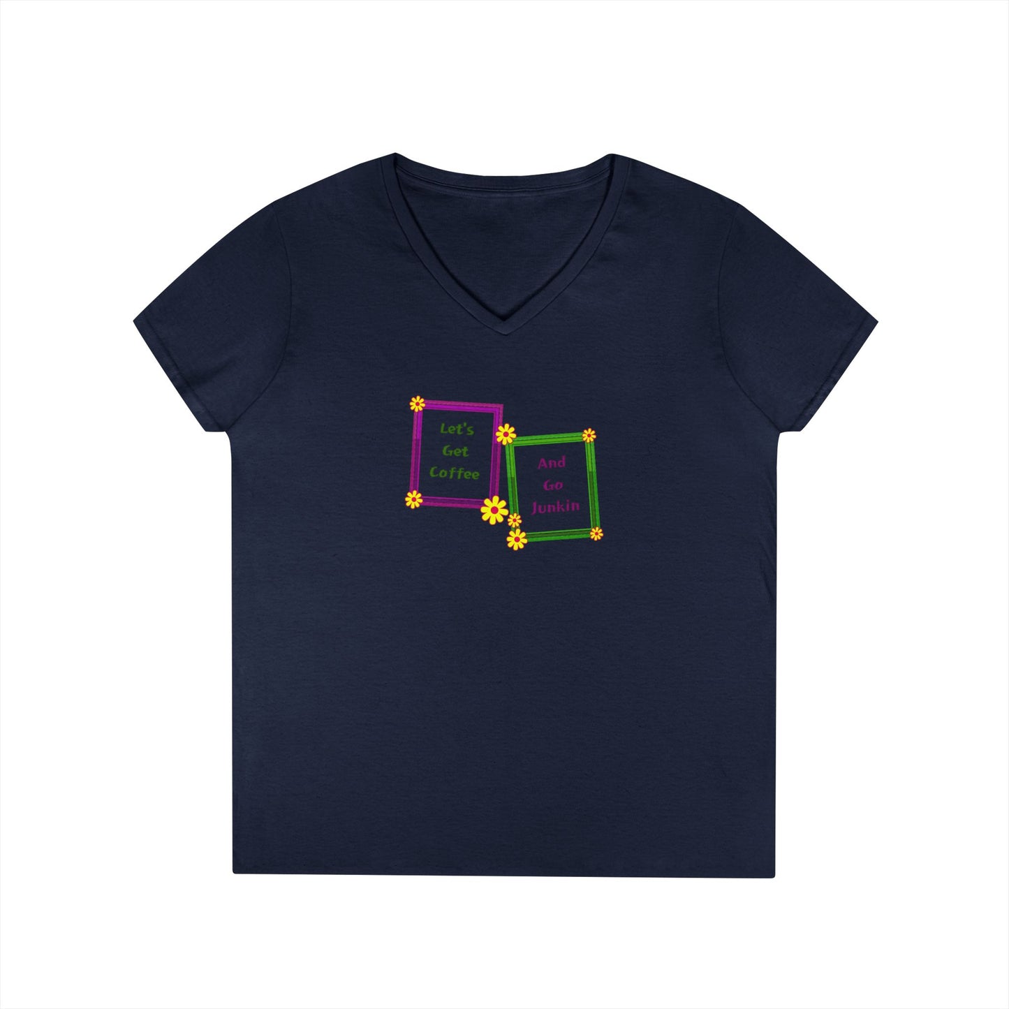 Coffee and Junkin Frames - Ladies' V-Neck T-Shirt
