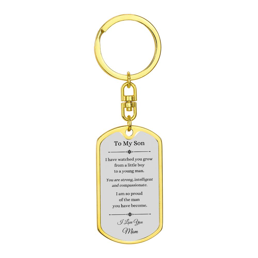 Dog Tag with Swivel Keychain, To Son From Mom