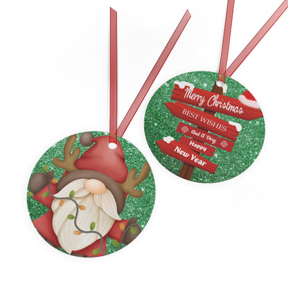 Gnome Merry Christmas Metal Ornaments