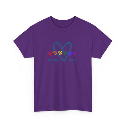 You Are Loved Rainbow Hearts - Unisex Heavy Cotton Tee