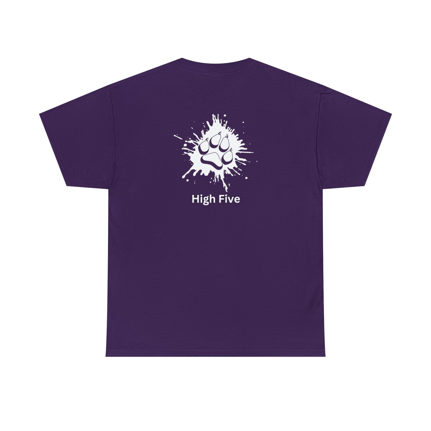 Dog Paw High Five on back of shirt - Unisex Heavy Cotton Tee