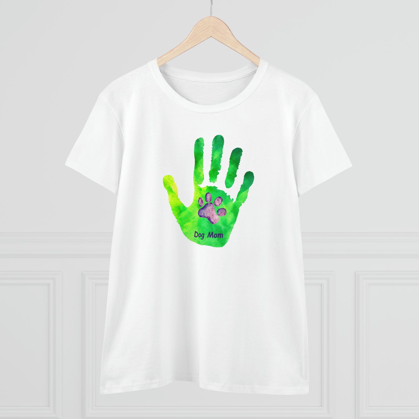 Dog Mom Hand and Paw - Women's Midweight Cotton Tee