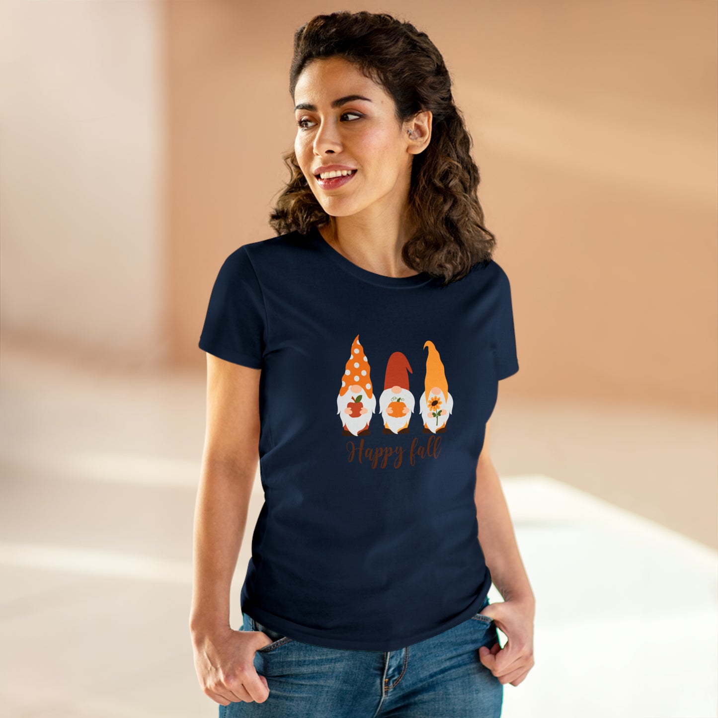 Happy Fall Gnomes - Women's Midweight Cotton Tee