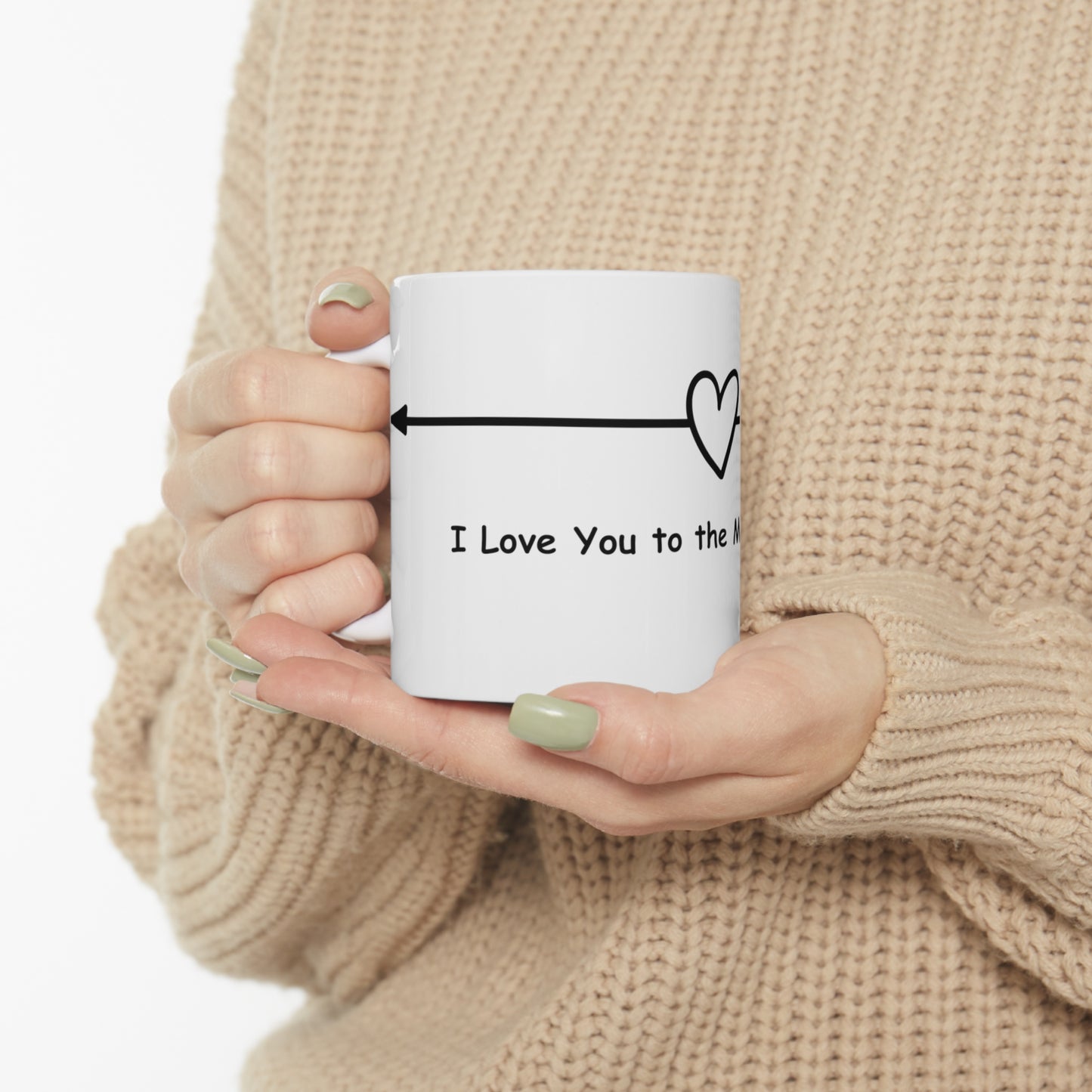 I love you to the moon and back, heart arrow - Ceramic Mug 11oz