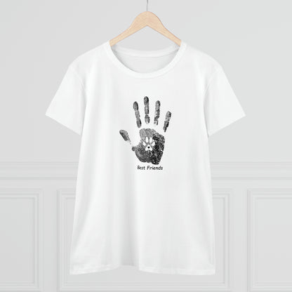 Best Friend, hand and paw - Women's Midweight Cotton Tee