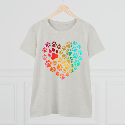 Heart Paws, Women's Midweight Cotton Tee