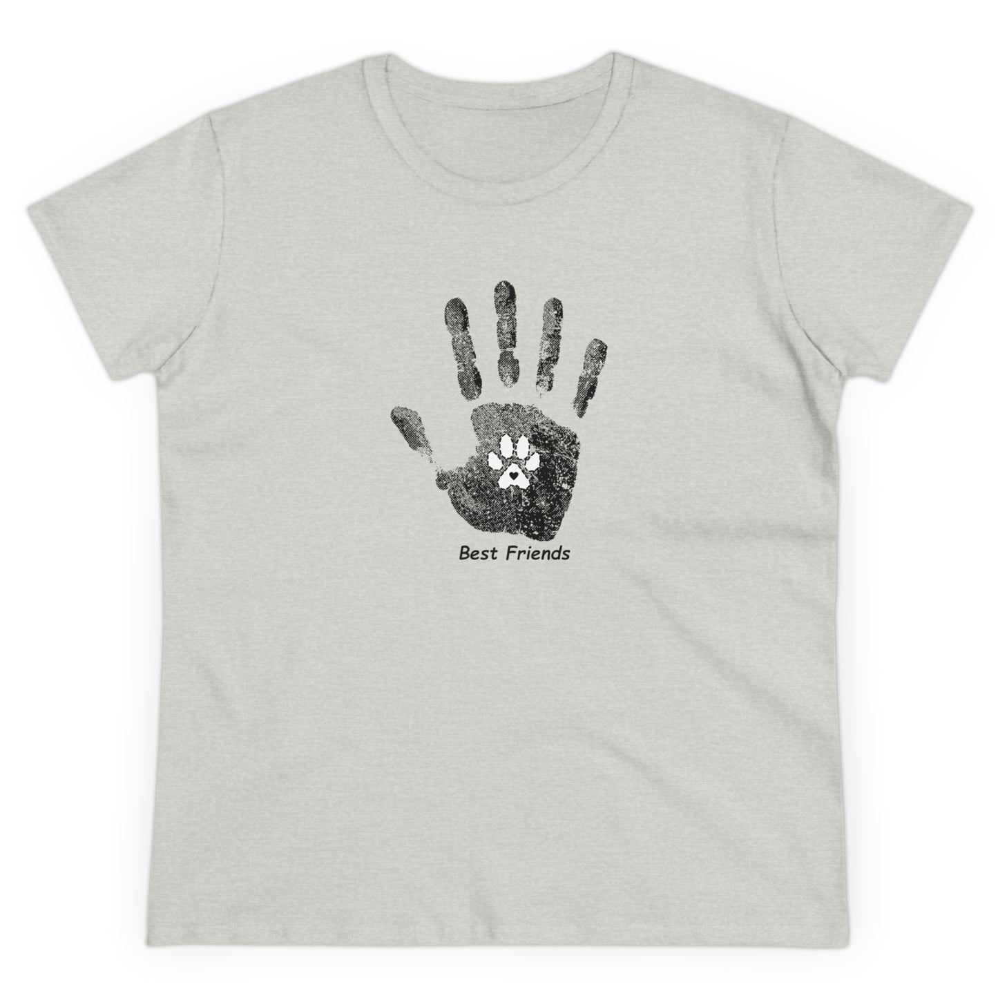 Best Friend, hand and paw - Women's Midweight Cotton Tee