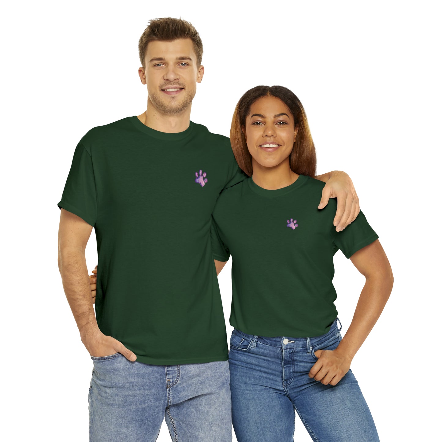 Paw front, Hand and paw back - Unisex Heavy Cotton Tee