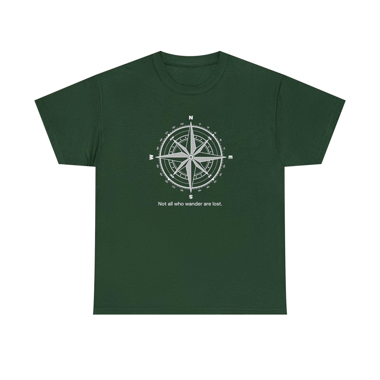 Compass, Not all who wander, Unisex Heavy Cotton Tee