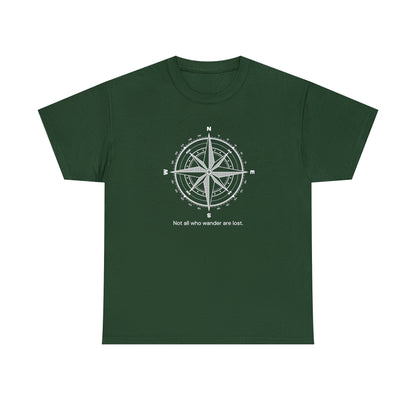 Compass, Not all who wander, Unisex Heavy Cotton Tee