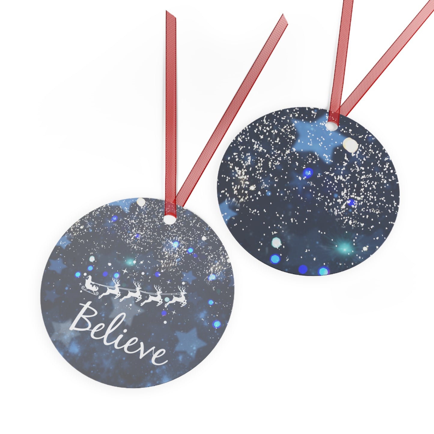 Blue Believe Metal Ornaments
