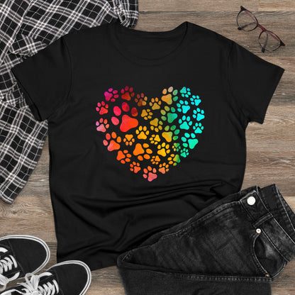 Heart Paws, Women's Midweight Cotton Tee