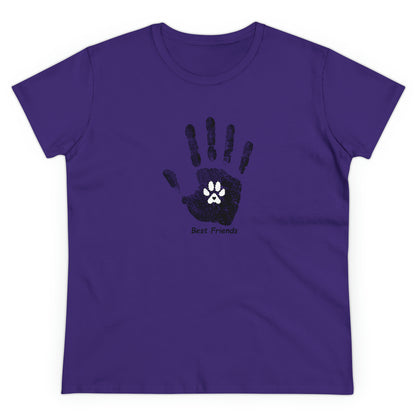 Best Friend, hand and paw - Women's Midweight Cotton Tee