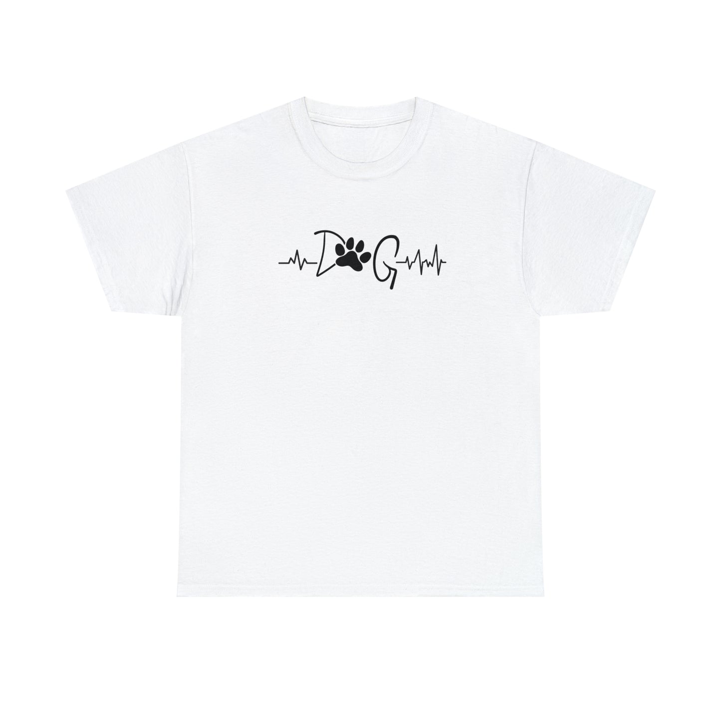 Dog Heart Beat - Black Lettering - Unisex Heavy Cotton Tee