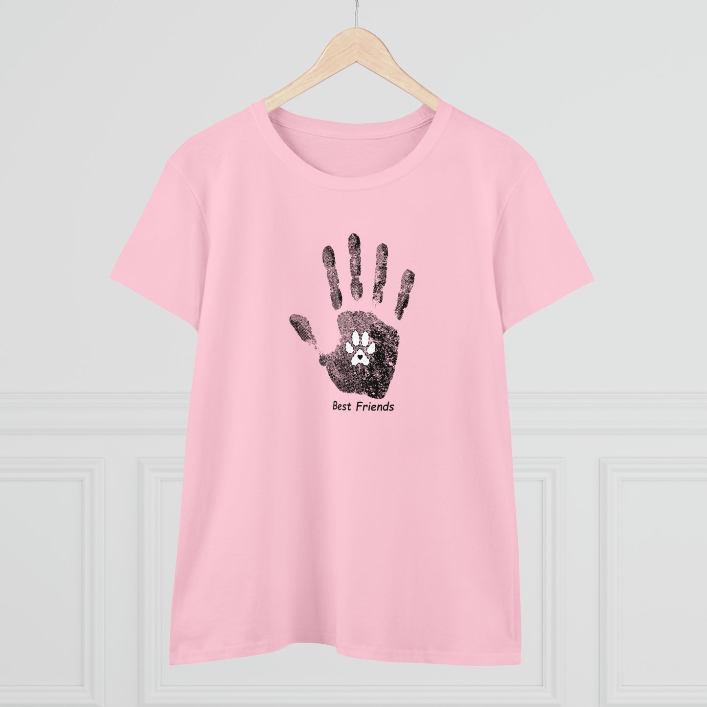 Best Friend, hand and paw - Women's Midweight Cotton Tee