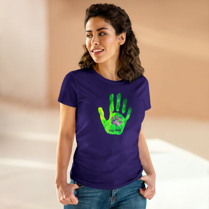 Dog Mom Hand and Paw - Women's Midweight Cotton Tee