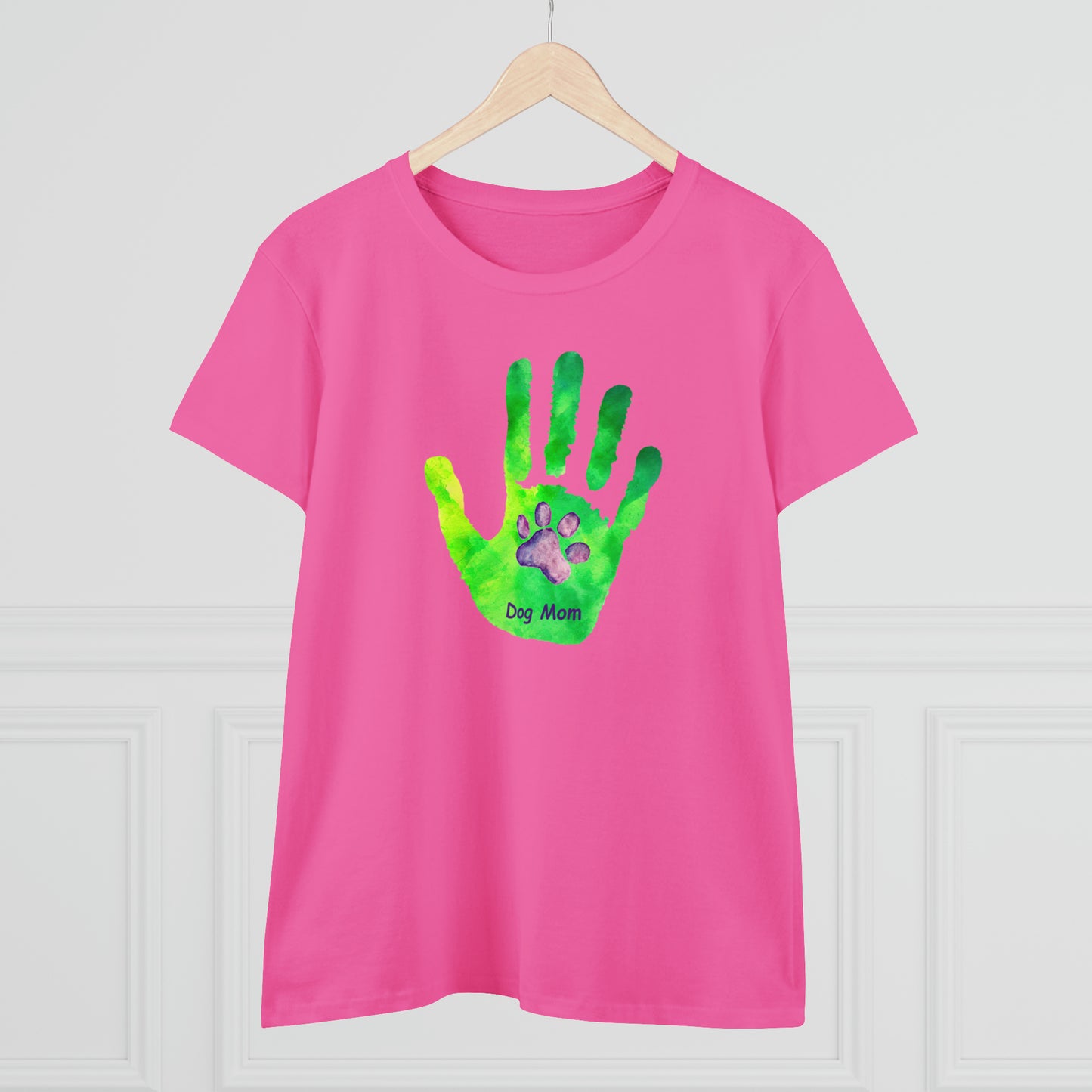 Dog Mom Hand and Paw - Women's Midweight Cotton Tee