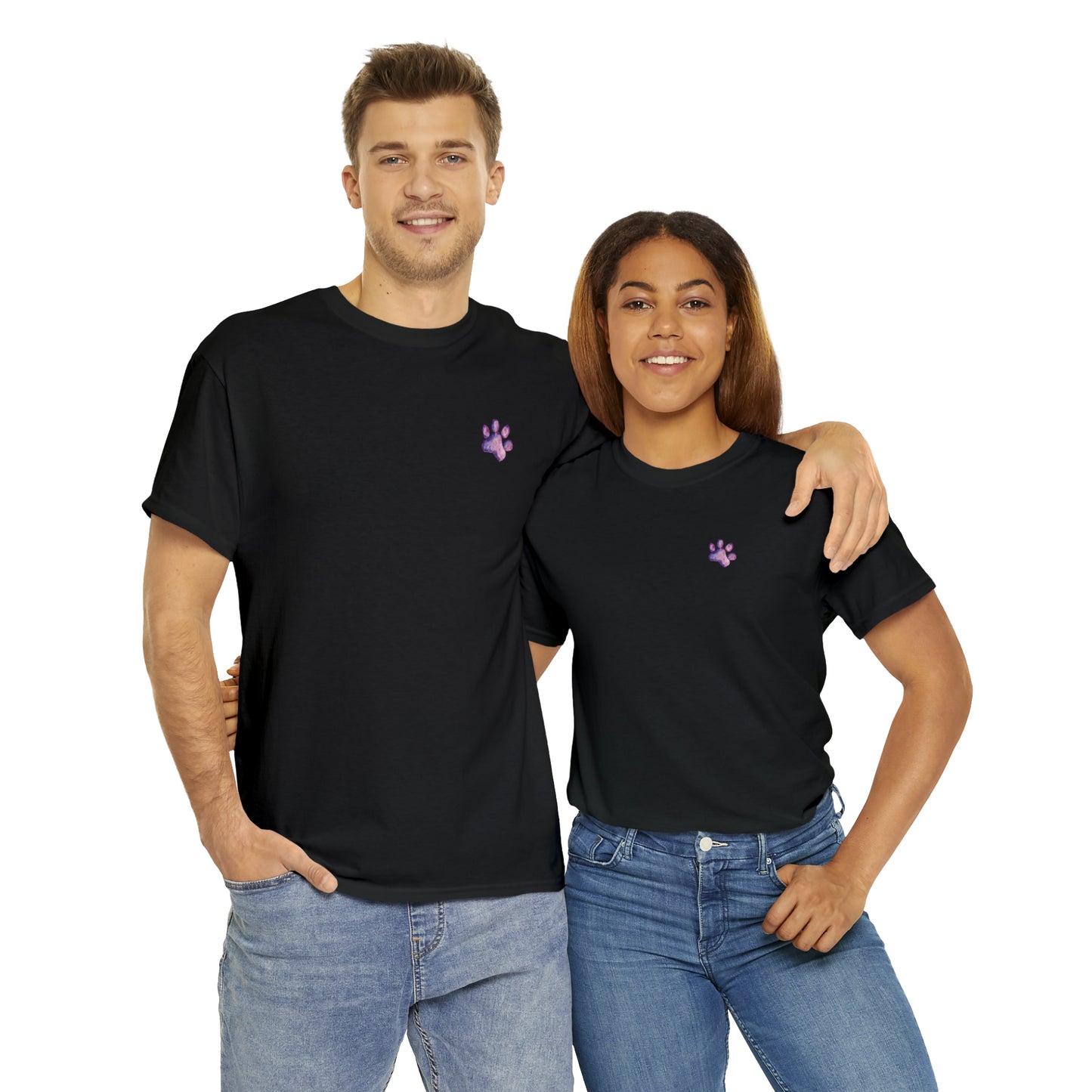 Paw front, Hand and paw back - Unisex Heavy Cotton Tee