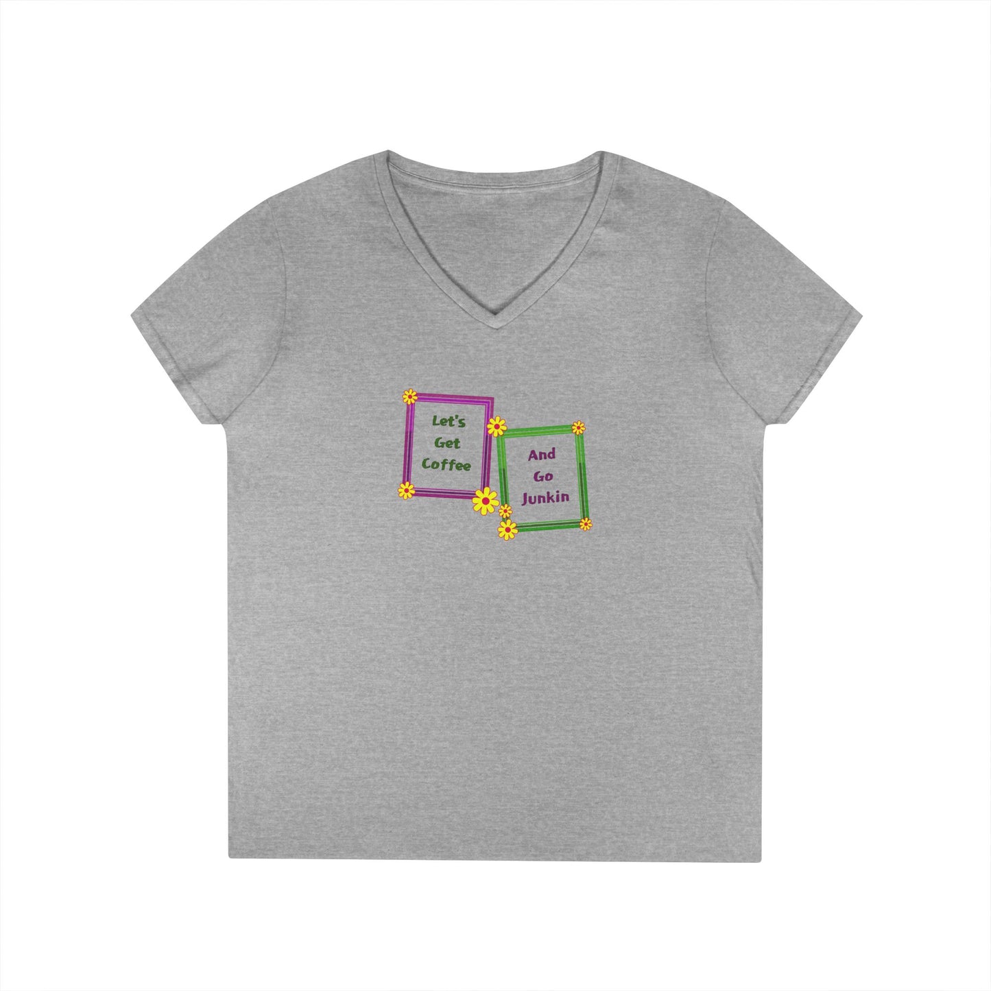 Coffee and Junkin Frames - Ladies' V-Neck T-Shirt