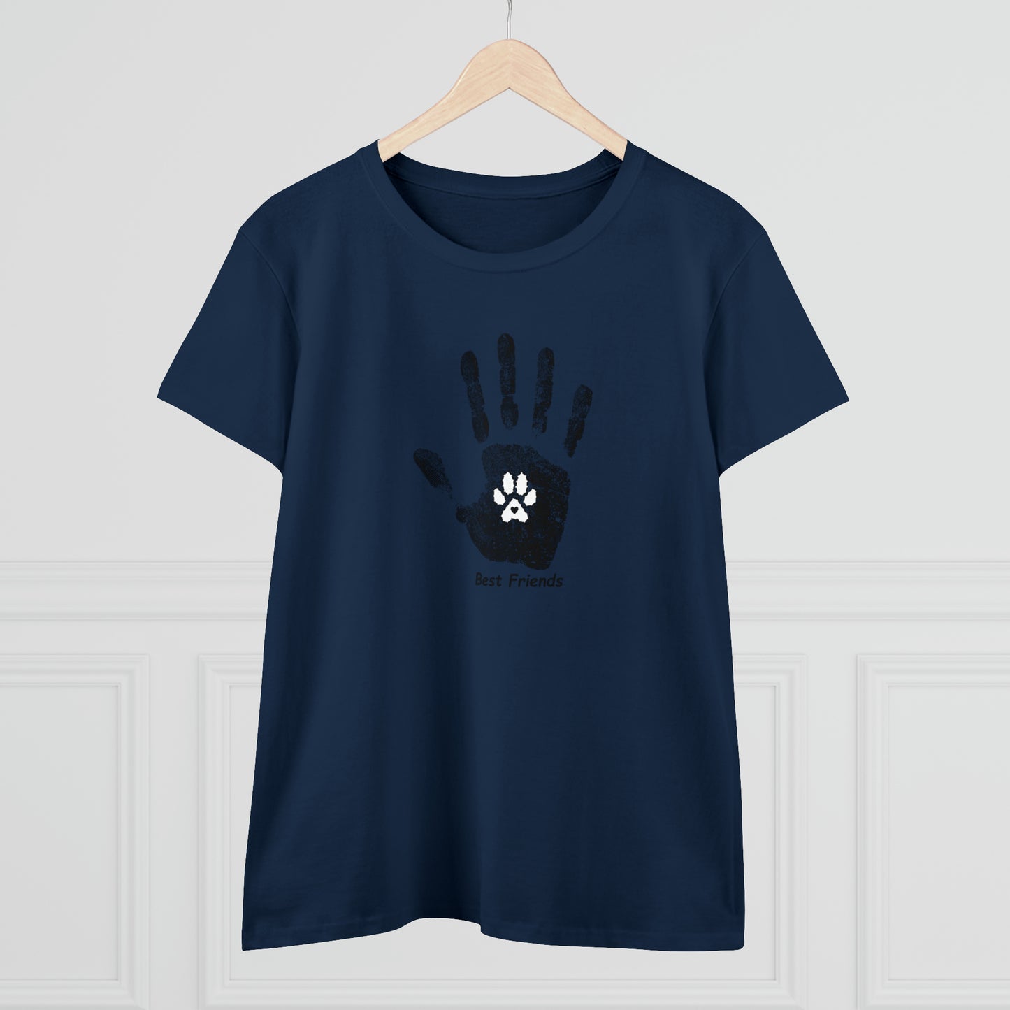 Best Friend, hand and paw - Women's Midweight Cotton Tee