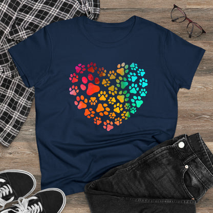 Heart Paws, Women's Midweight Cotton Tee