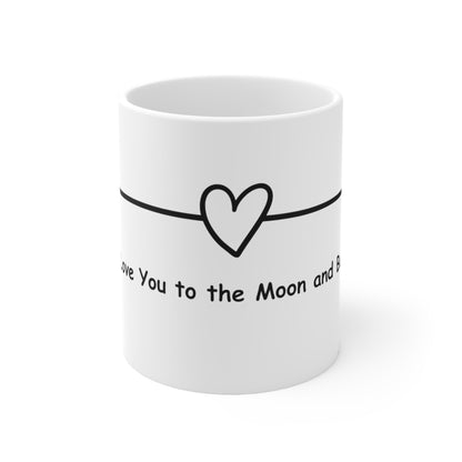 I love you to the moon and back, heart arrow - Ceramic Mug 11oz