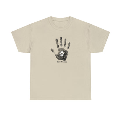 Handprint and Dog Paw - Best Friend - Unisex Heavy Cotton Tee