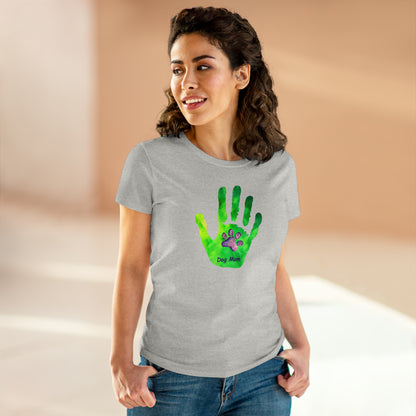 Dog Mom Hand and Paw - Women's Midweight Cotton Tee