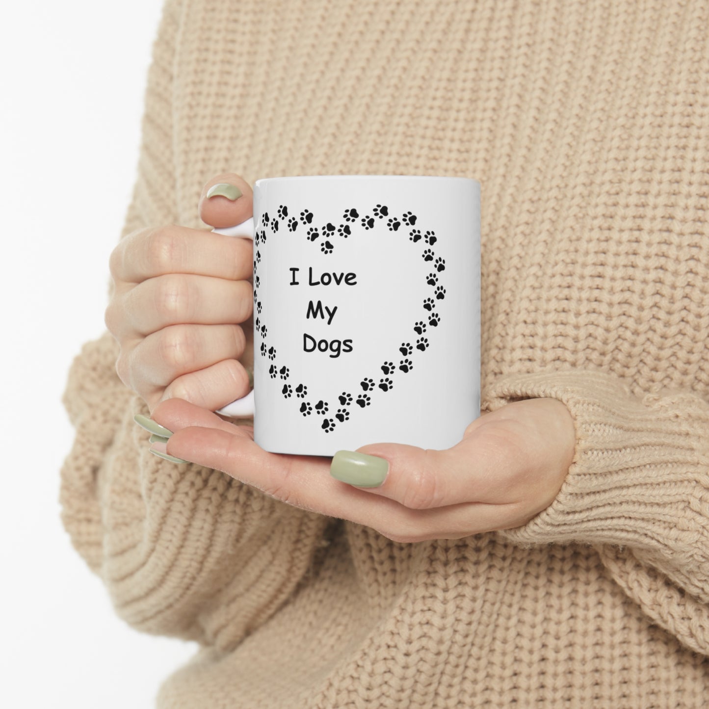 I Love My Dogs + Paw - Ceramic Mug 11oz