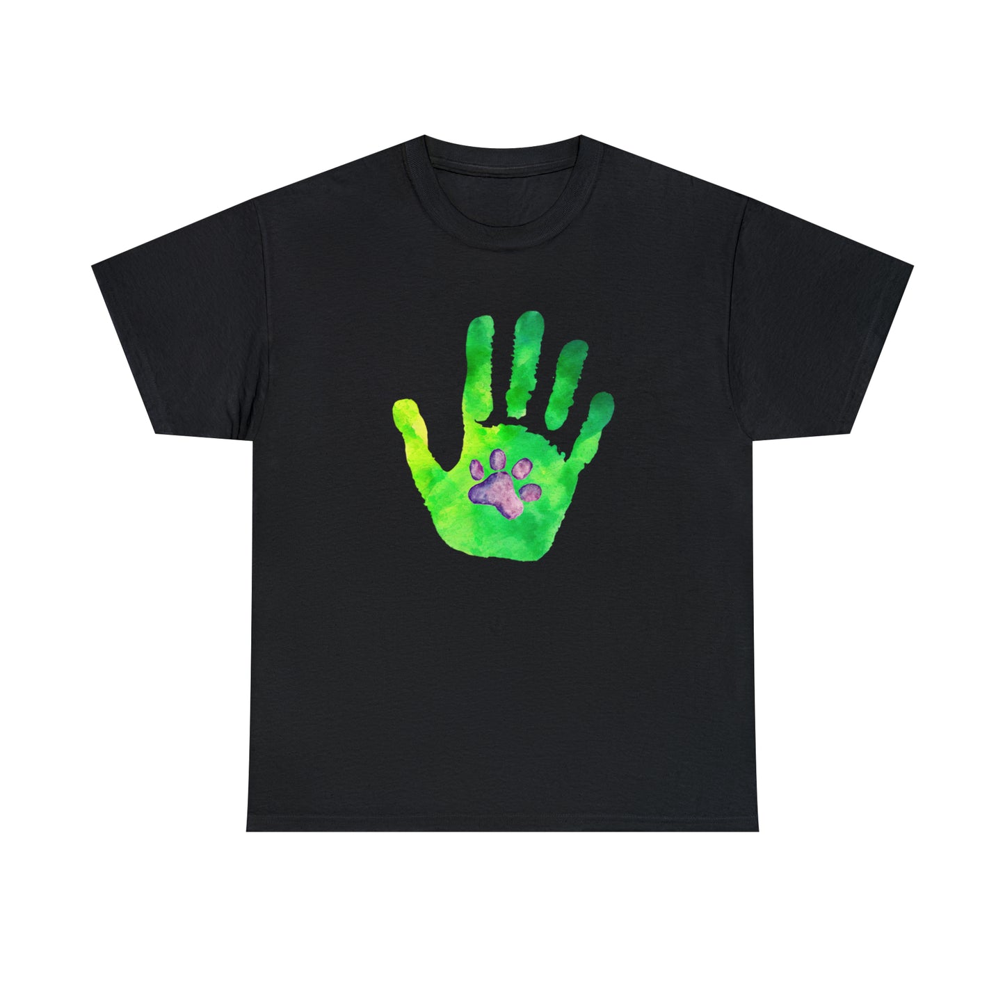 Handprint with Dog Paw - Unisex Heavy Cotton Tee