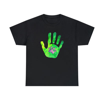 Handprint with Dog Paw - Unisex Heavy Cotton Tee