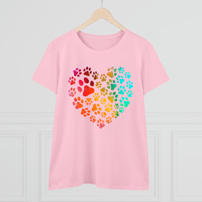 Heart Paws, Women's Midweight Cotton Tee