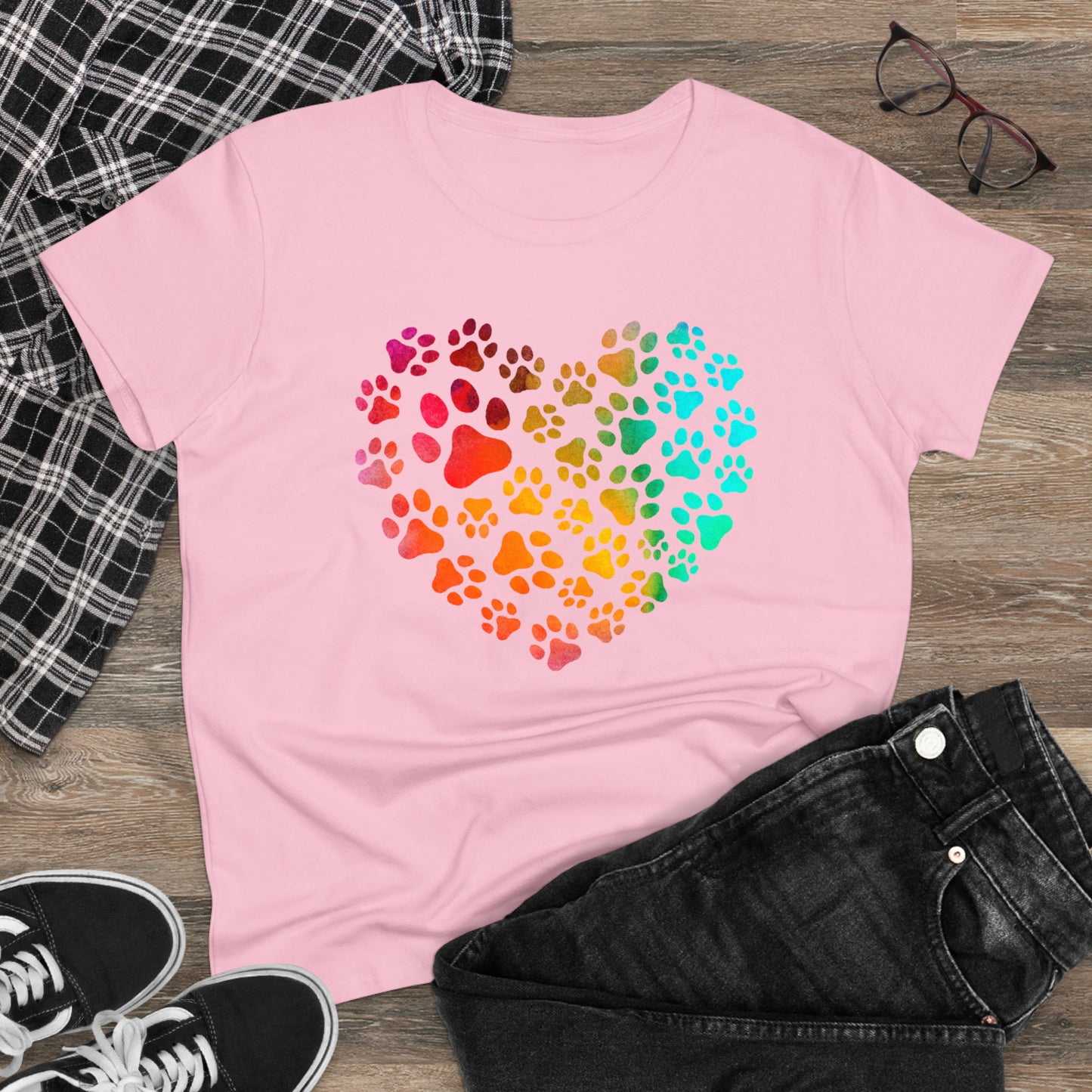 Heart Paws, Women's Midweight Cotton Tee