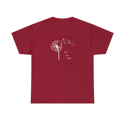 Dandelion, Love Joy Peace - Unisex Heavy Cotton Tee