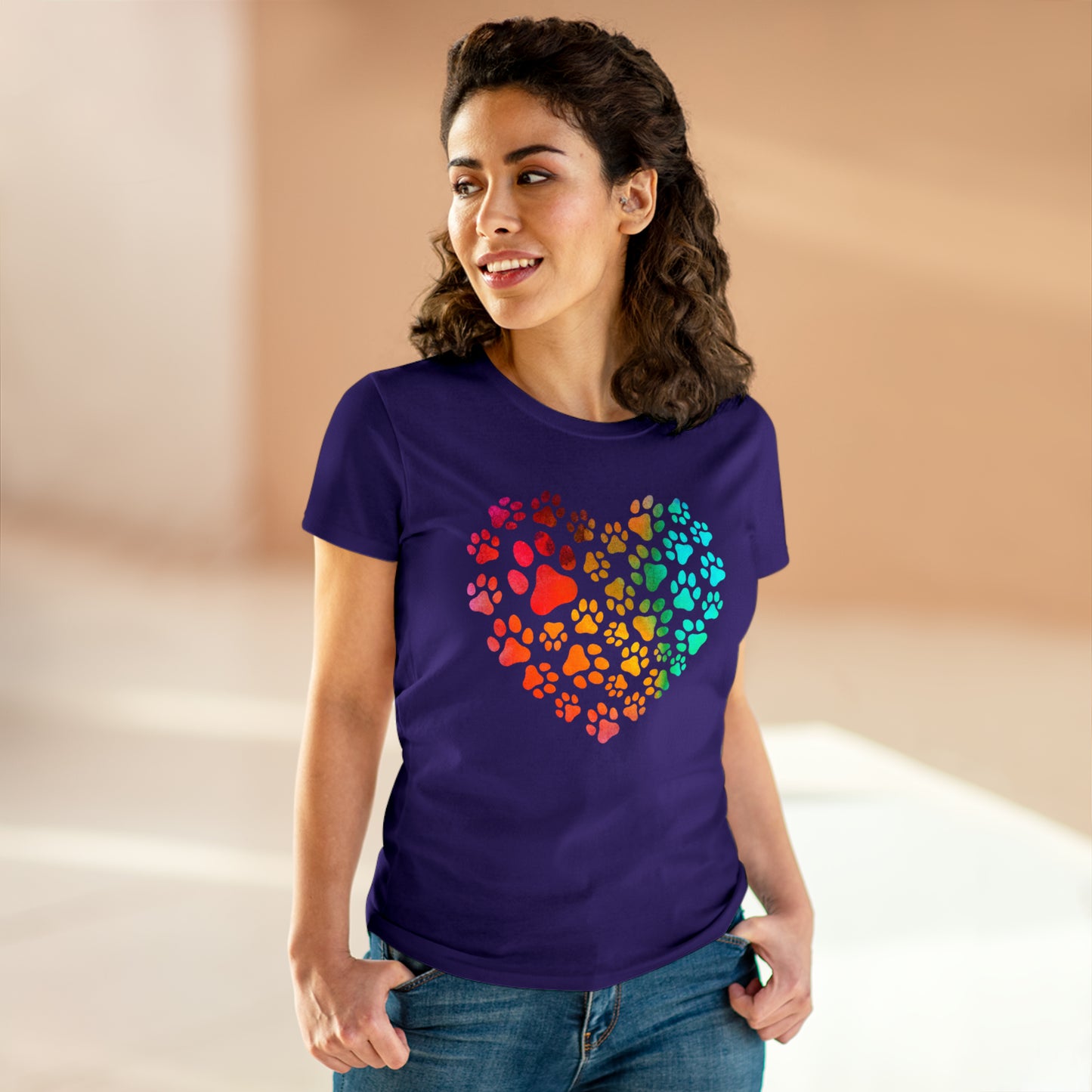 Heart Paws, Women's Midweight Cotton Tee