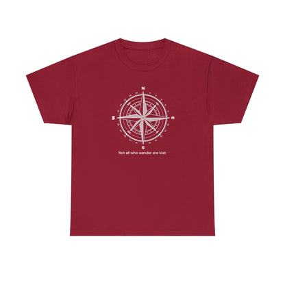 Compass, Not all who wander, Unisex Heavy Cotton Tee