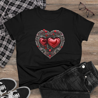 Two Hearts Women's Midweight Cotton T-Shirt