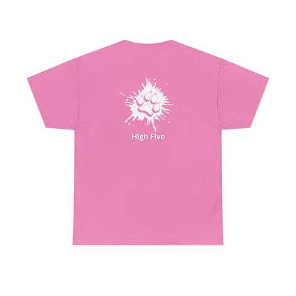 Dog Paw High Five on back of shirt - Unisex Heavy Cotton Tee