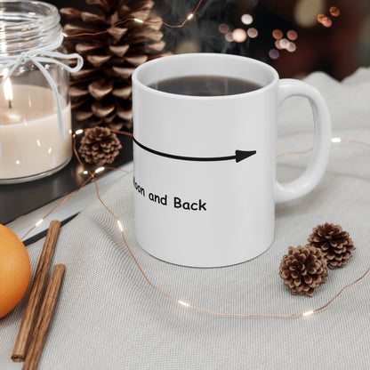 I love you to the moon and back, heart arrow - Ceramic Mug 11oz