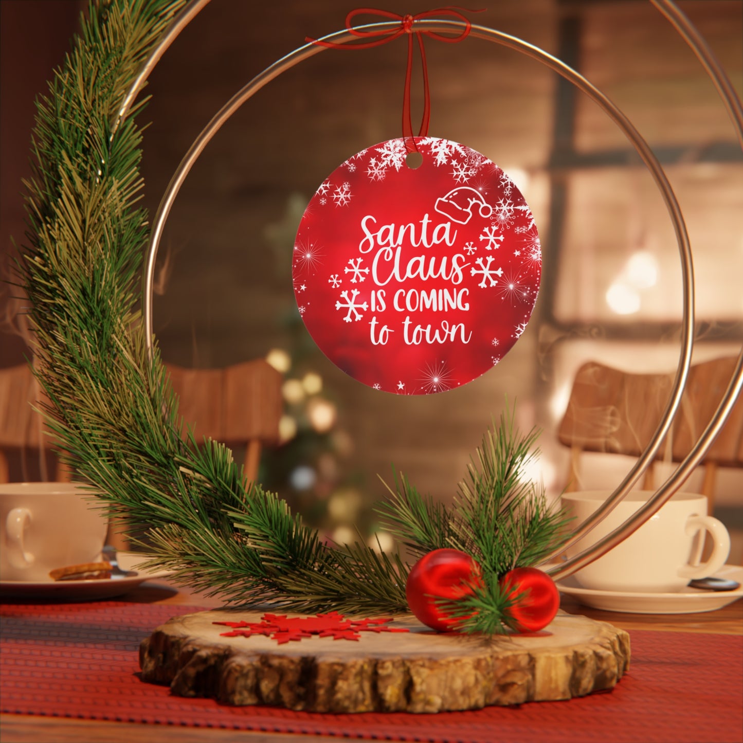 Santa Claus is coming to town Metal Ornaments