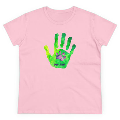 Dog Mom Hand and Paw - Women's Midweight Cotton Tee