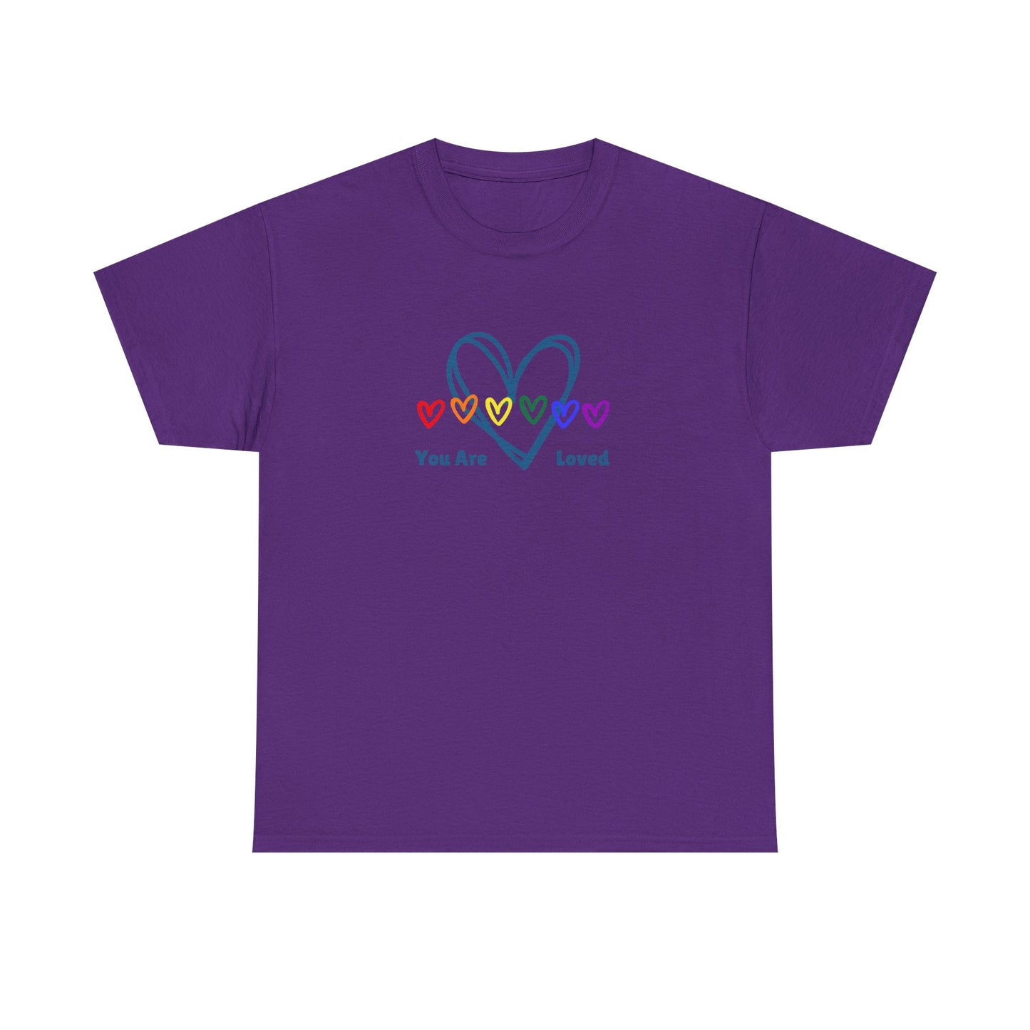 You Are Loved Rainbow Hearts - Unisex Heavy Cotton Tee