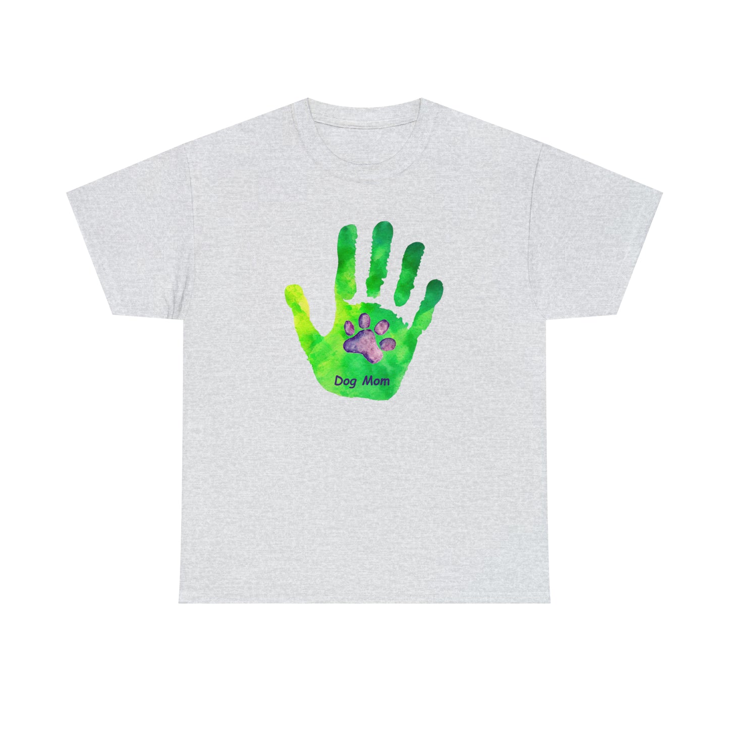 Dog Mom, Hand and paw print - Unisex Heavy Cotton Tee