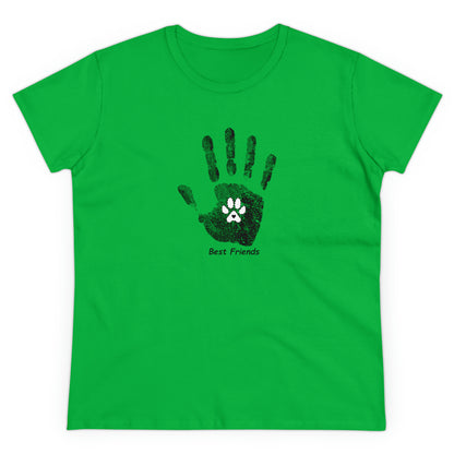 Best Friend, hand and paw - Women's Midweight Cotton Tee