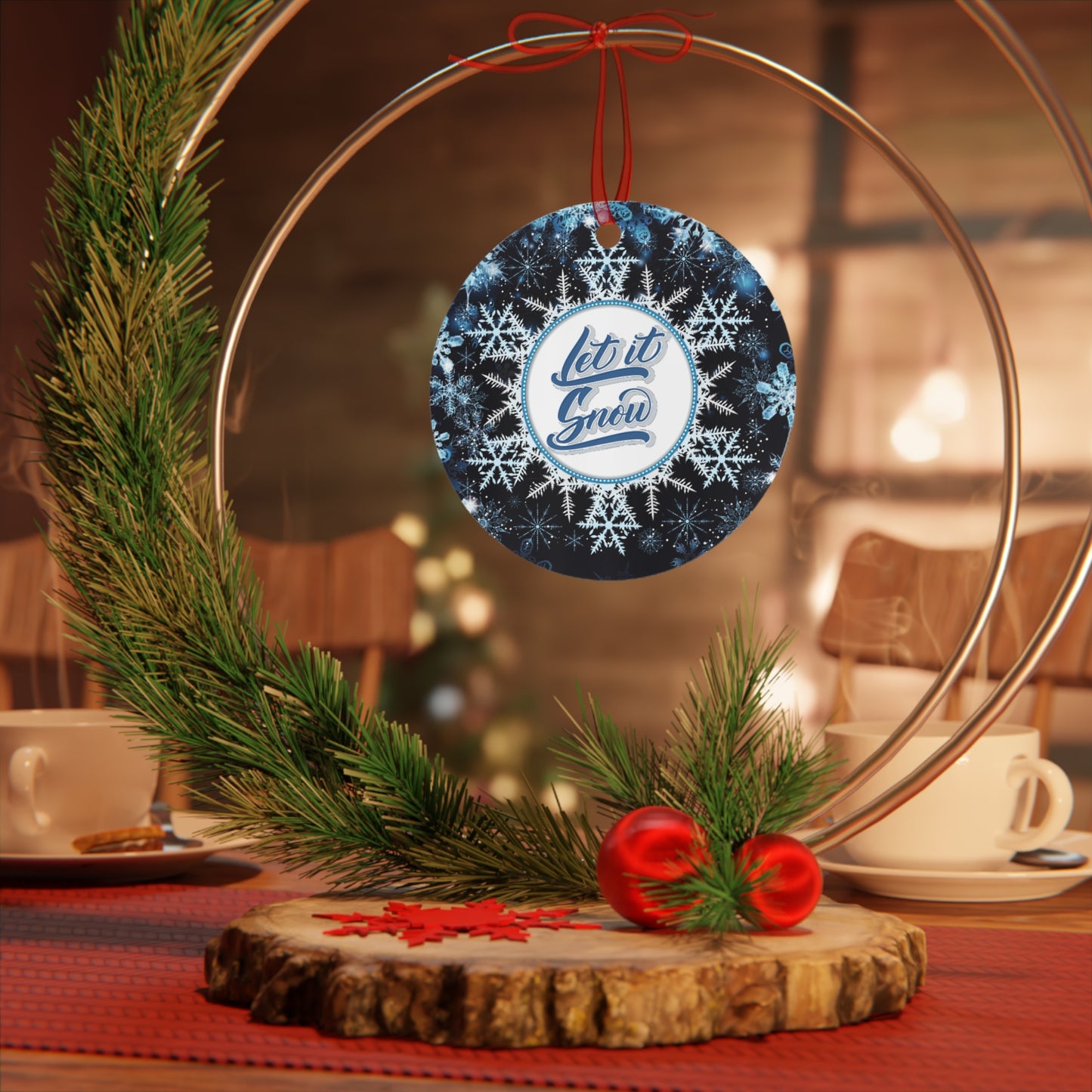 Let it Snow Metal Ornaments